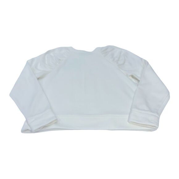 EXPRESS Medium White Puff Sleeve With Rhinestone Sweatshirt - Picture 3 of 7